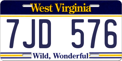 WV license plate 7JD576