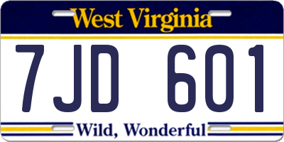 WV license plate 7JD601