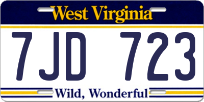 WV license plate 7JD723