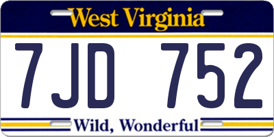 WV license plate 7JD752