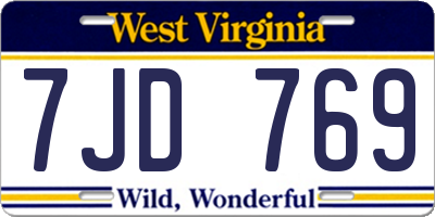 WV license plate 7JD769