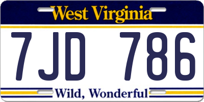 WV license plate 7JD786