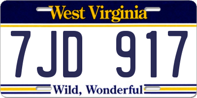 WV license plate 7JD917