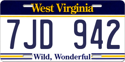 WV license plate 7JD942