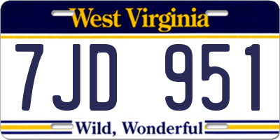 WV license plate 7JD951