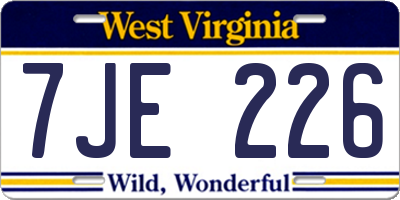 WV license plate 7JE226