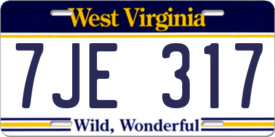 WV license plate 7JE317