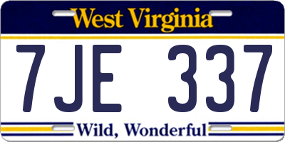 WV license plate 7JE337