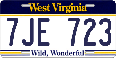 WV license plate 7JE723