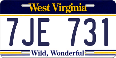 WV license plate 7JE731