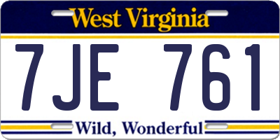 WV license plate 7JE761