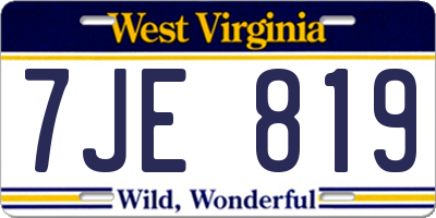 WV license plate 7JE819