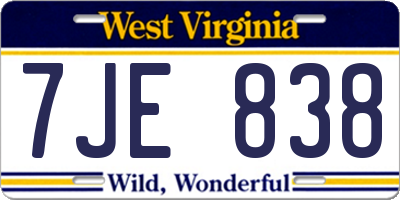 WV license plate 7JE838