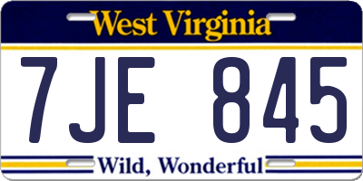 WV license plate 7JE845