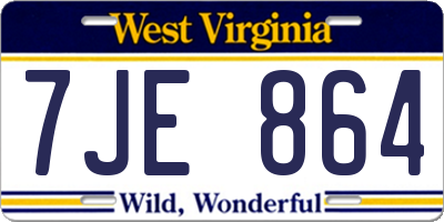 WV license plate 7JE864