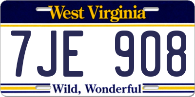 WV license plate 7JE908