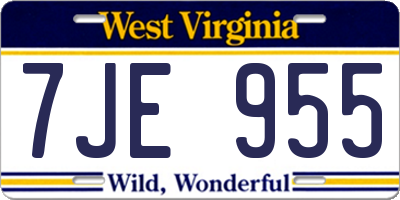 WV license plate 7JE955