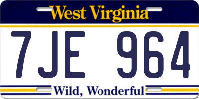 WV license plate 7JE964