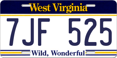WV license plate 7JF525