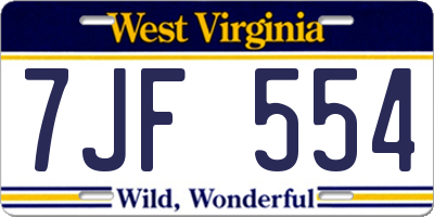 WV license plate 7JF554