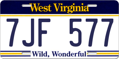 WV license plate 7JF577
