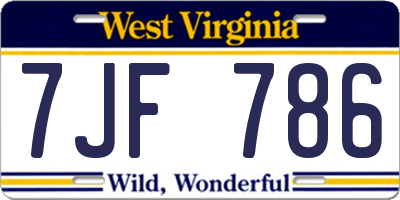 WV license plate 7JF786