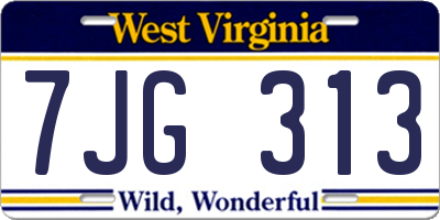 WV license plate 7JG313