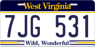 WV license plate 7JG531