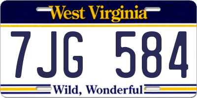 WV license plate 7JG584