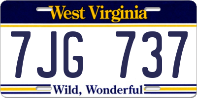 WV license plate 7JG737