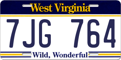 WV license plate 7JG764