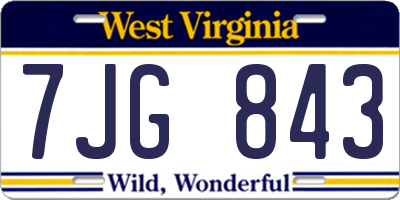 WV license plate 7JG843