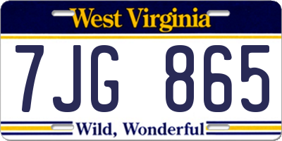 WV license plate 7JG865