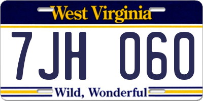 WV license plate 7JH060