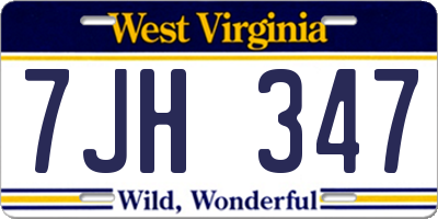 WV license plate 7JH347