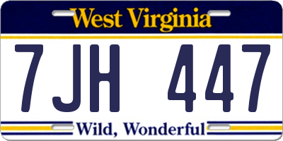 WV license plate 7JH447