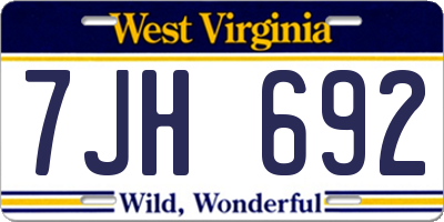 WV license plate 7JH692