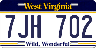 WV license plate 7JH702