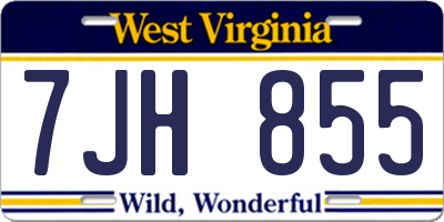 WV license plate 7JH855