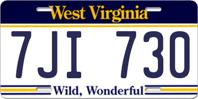 WV license plate 7JI730