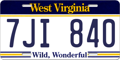 WV license plate 7JI840