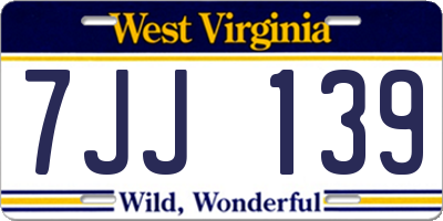 WV license plate 7JJ139