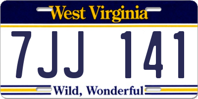 WV license plate 7JJ141