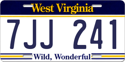 WV license plate 7JJ241