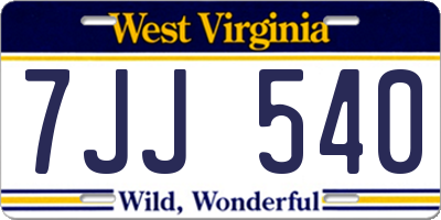 WV license plate 7JJ540