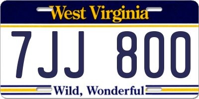 WV license plate 7JJ800