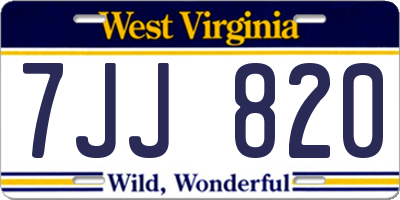 WV license plate 7JJ820