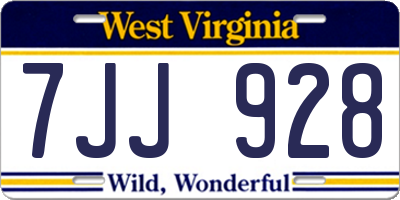 WV license plate 7JJ928