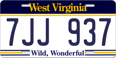 WV license plate 7JJ937