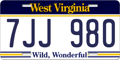 WV license plate 7JJ980